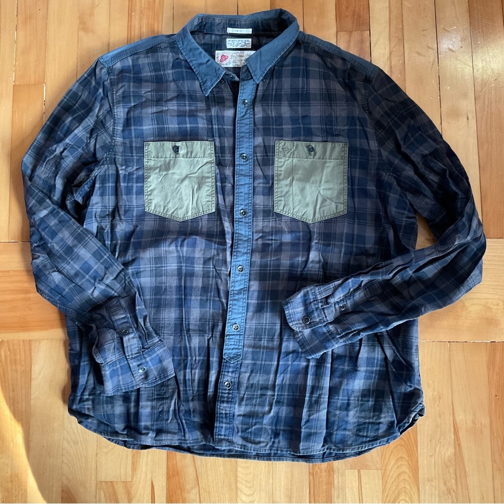 All Saints x The British Millerain Lightweight Plaid Flannel Button Down Shirt